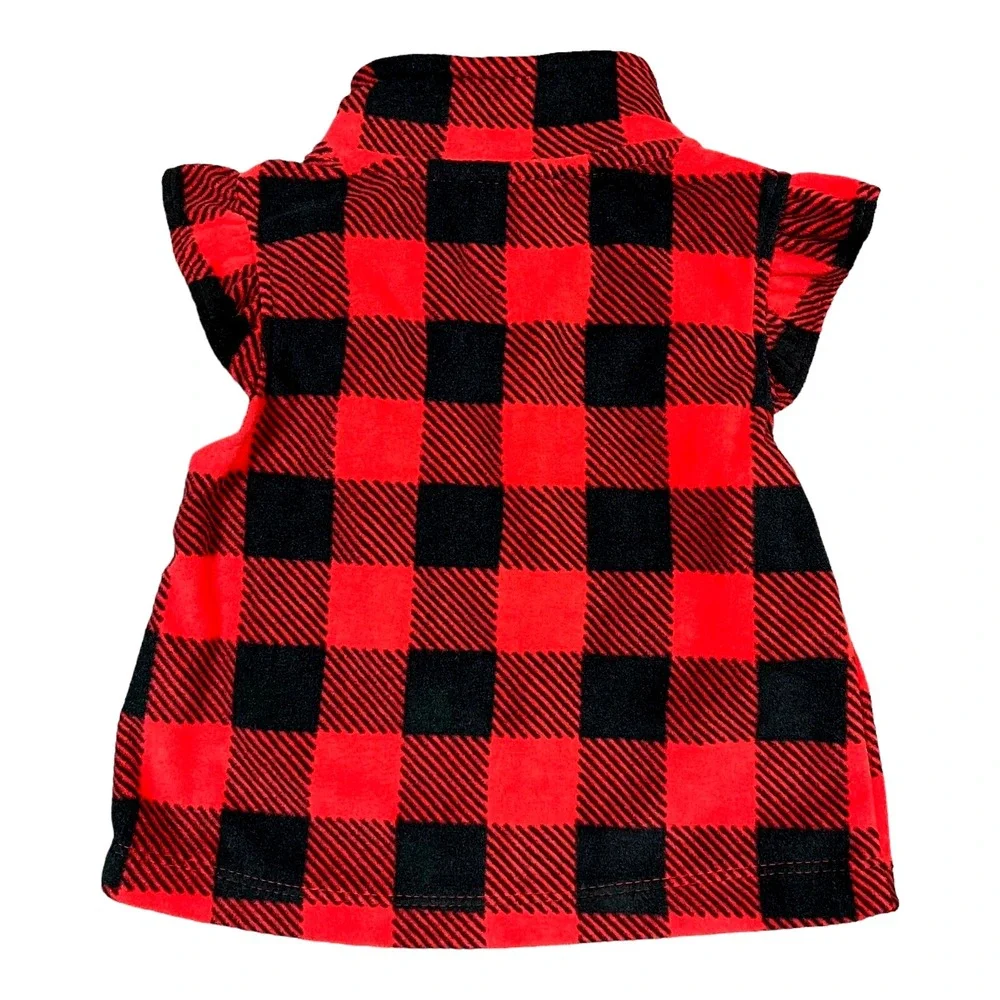 Carters Baby Girls Buffalo Check Vest Bodysuit & Pants Outfit Set 18M Red Black‎